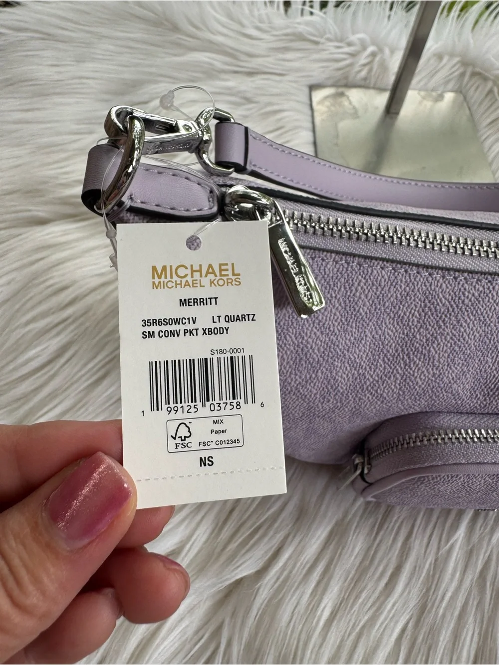 Michael Kors Lavender Saffiano Crescent Shoulder Bag